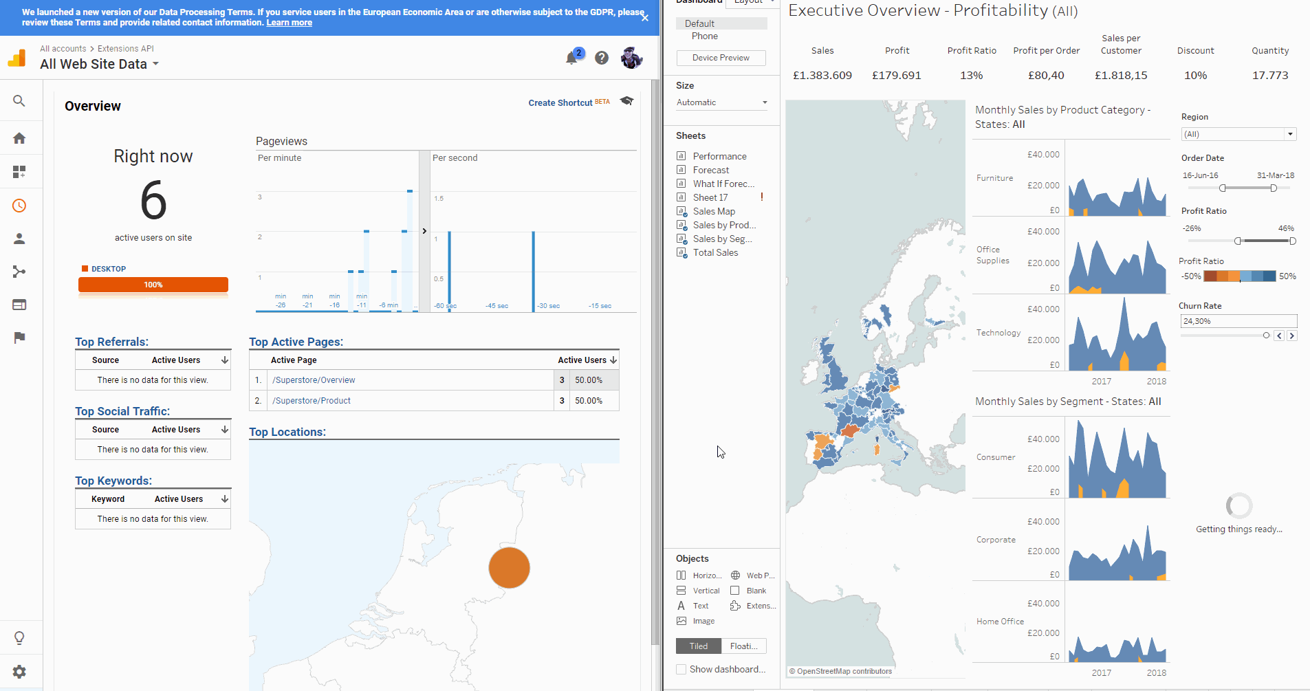 The Dashboard Usage extension for Tableau uses Google Analytics to monitor the usage of your dashboards
