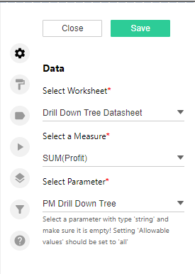 Tab 1 Configuring in DrillDownTree