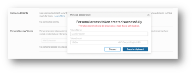 PAT succesfully created token