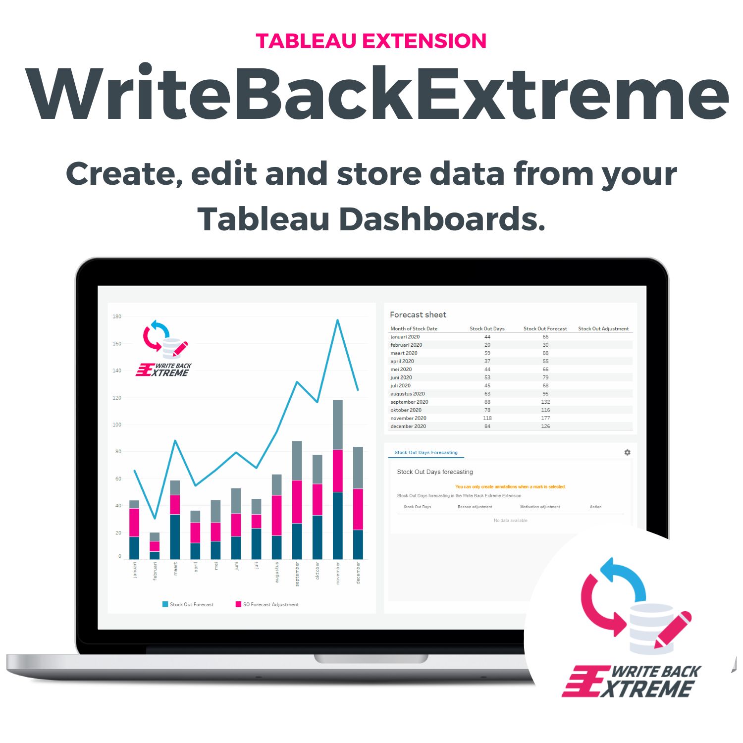 WriteBackExtreme - write back data to Tableau