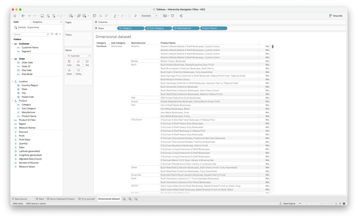 HierarchyFilter Product Guide Infotopics Apps for Tableau