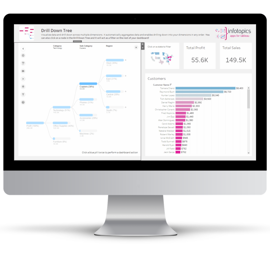 DrillDownTree - Better insights into your Tableau data through drill-down actions.